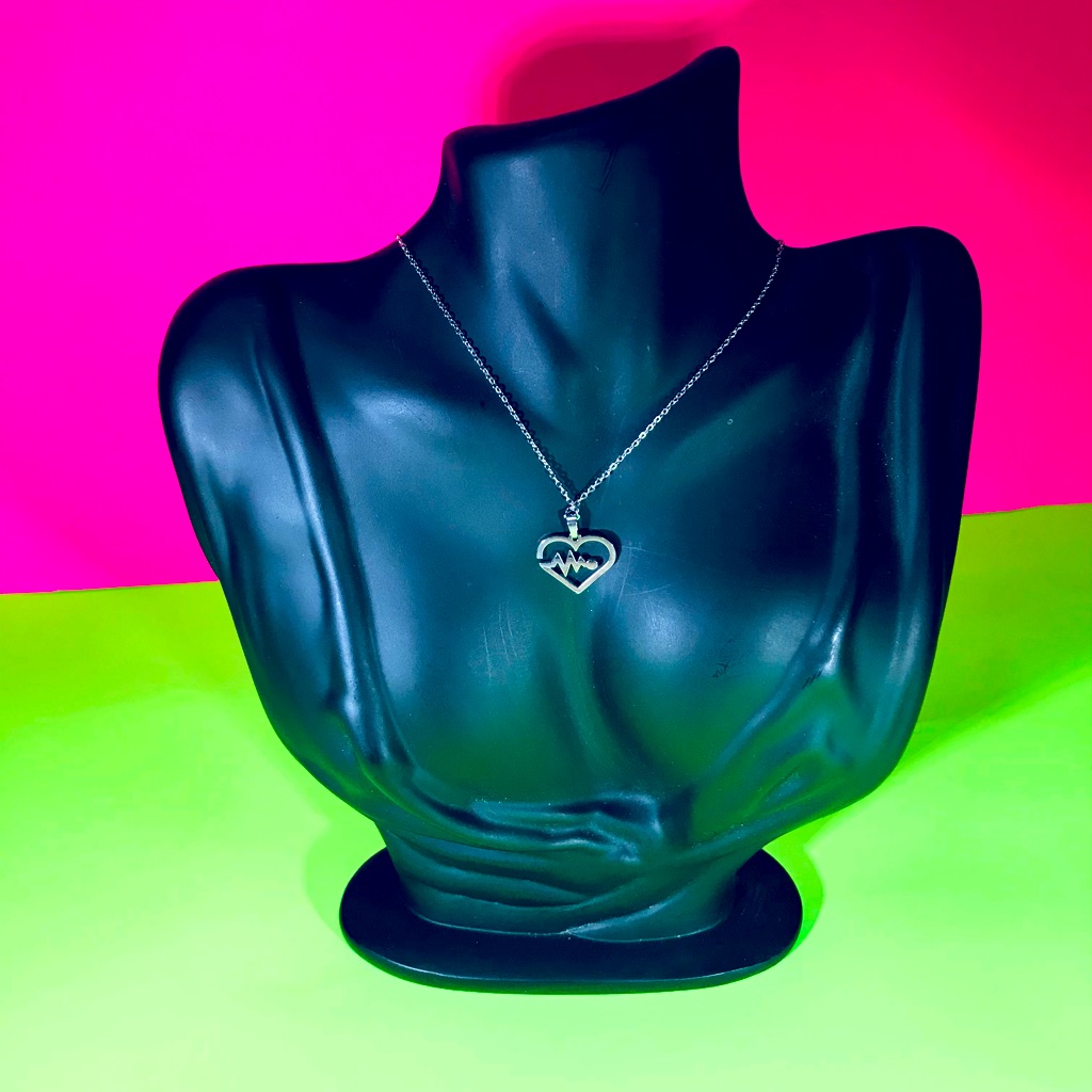 Heartbeat Pulse Heart Stainless Steel Custom Necklace Lovers Couple Dating Love